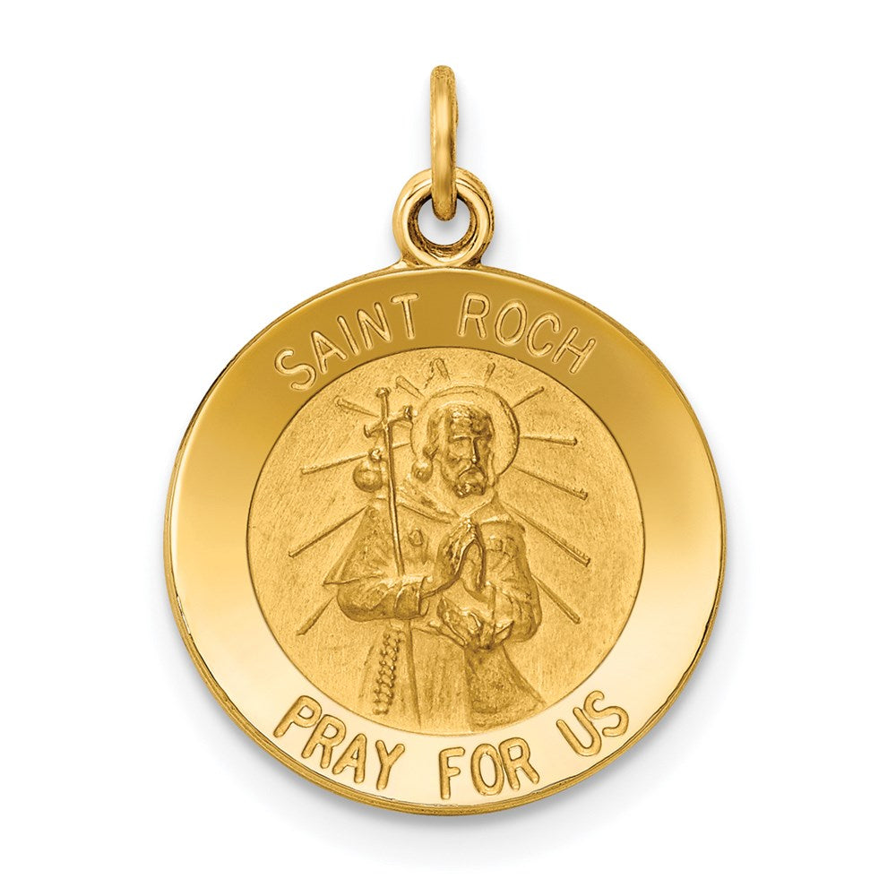 14k Yellow Gold 15 mm Saint Roch Medal Charm (1.19 grams)