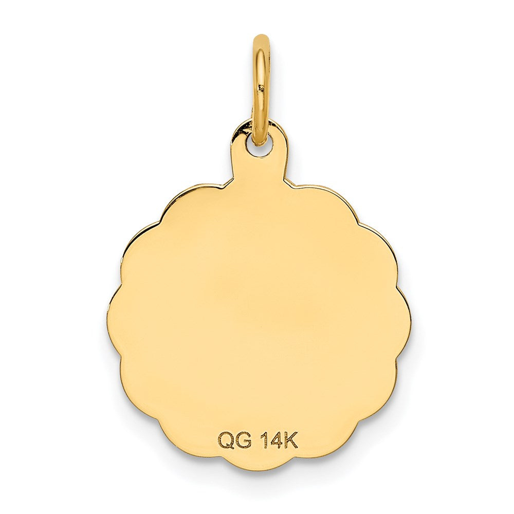 14k Yellow Gold 16 mm Solid Star of David Disc Charm