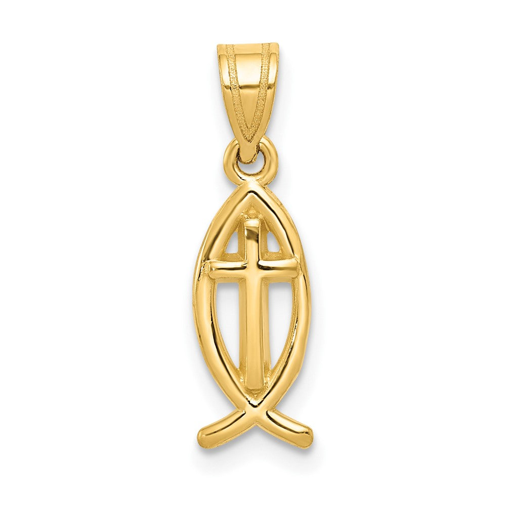 14k Yellow Gold 7 mm Ichthus Fish Charm (0.88 grams)