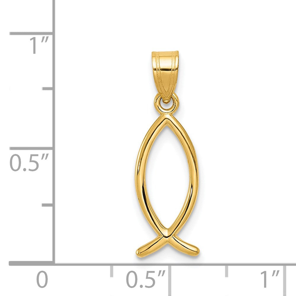 14k Yellow Gold 8 mm Ichthus Fish Pendant (0.58 grams)