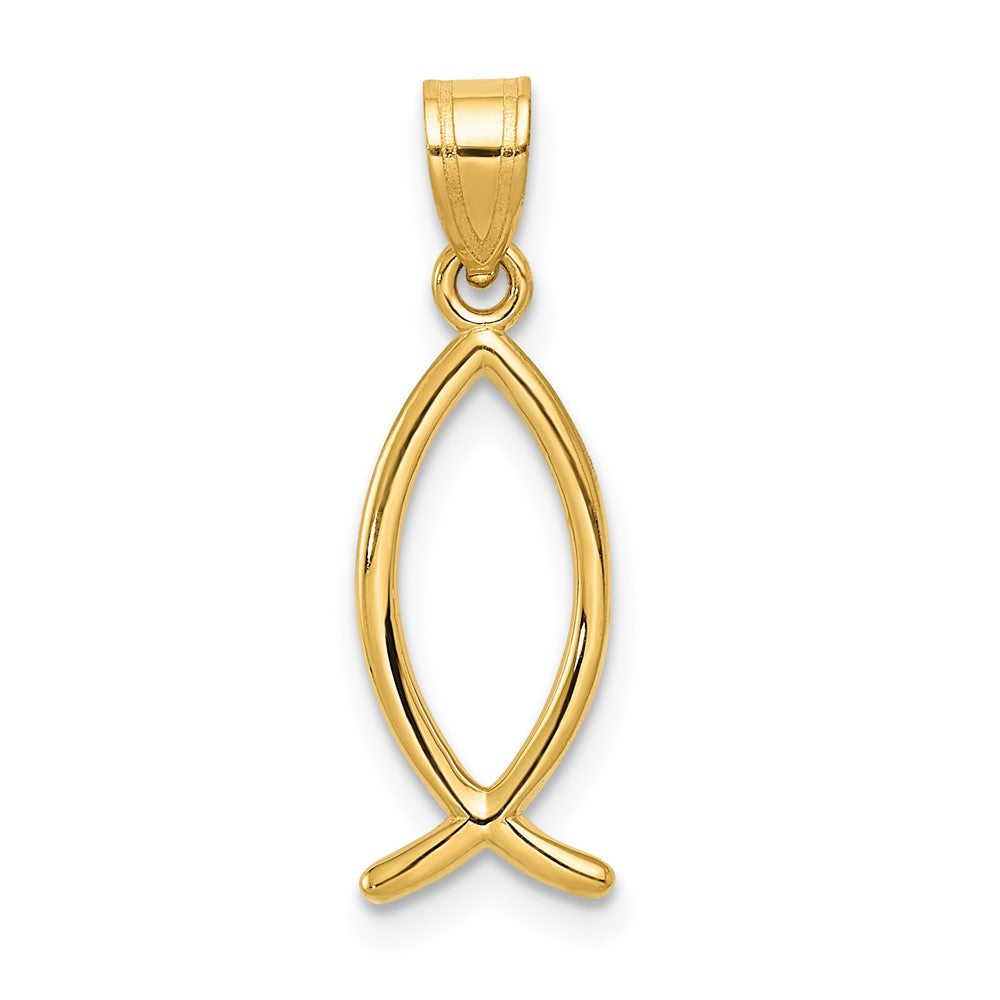 14k Yellow Gold 8 mm Ichthus Fish Pendant (0.58 grams)