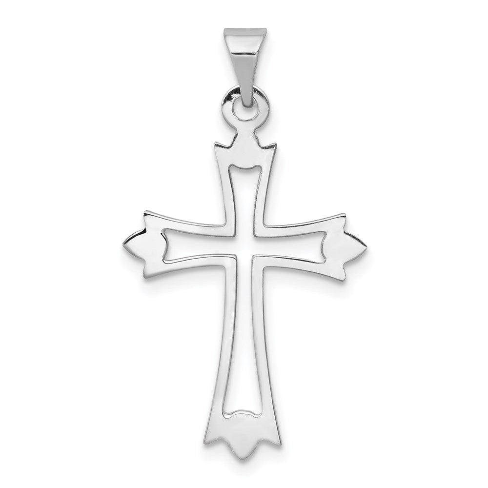 14k White Gold 17 mm Budded Cross Pendant (0.61 grams)