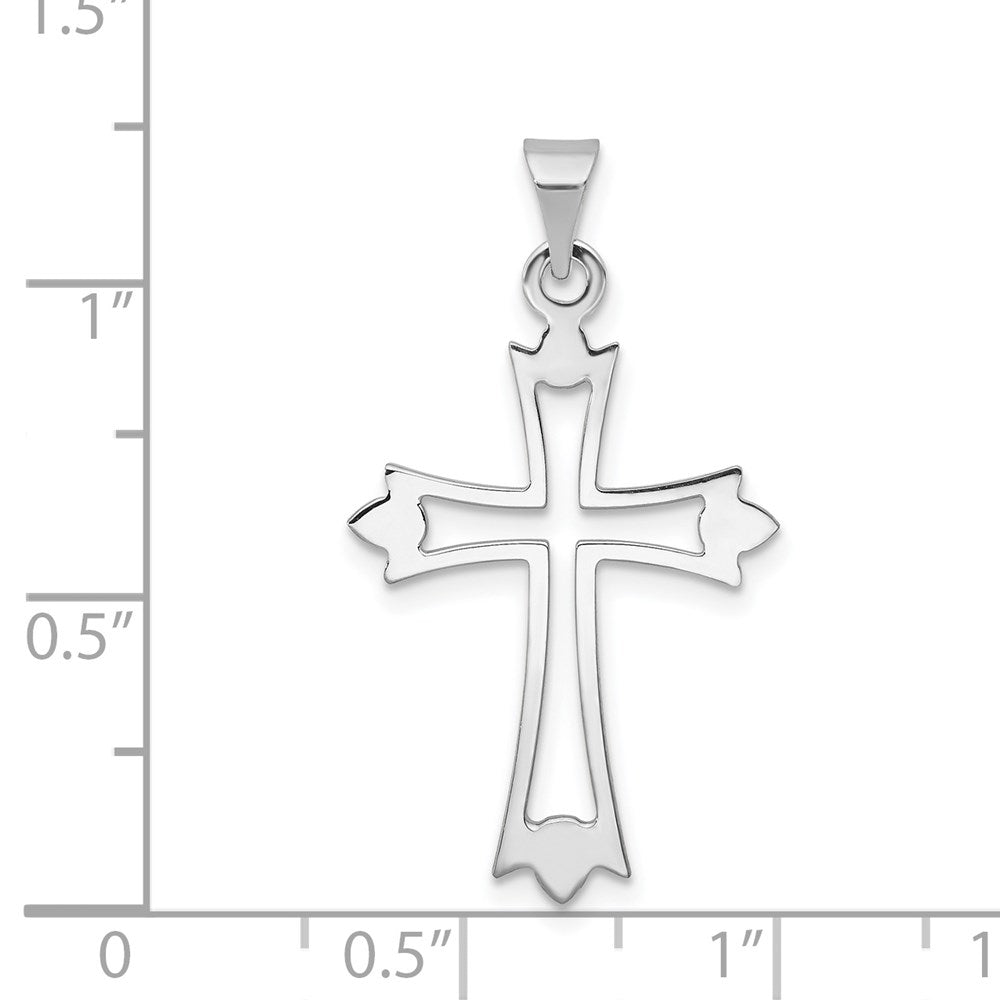 14k White Gold 17 mm Budded Cross Pendant (0.61 grams)