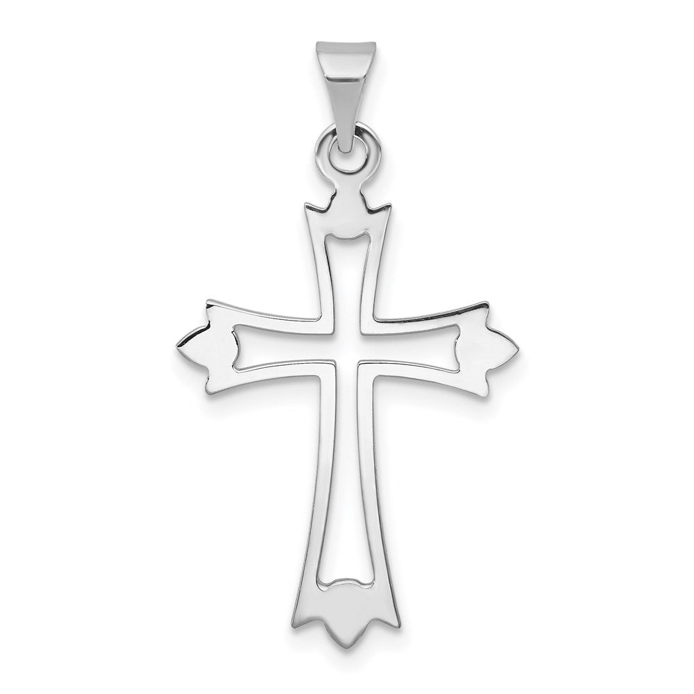 14k White Gold 17 mm Budded Cross Pendant (0.61 grams)