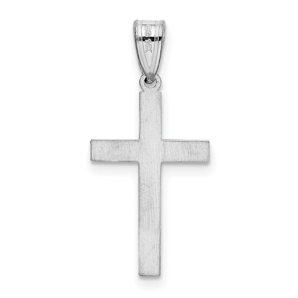 14k White Gold 12 mm White Floral Cross Charm (0.61 grams)