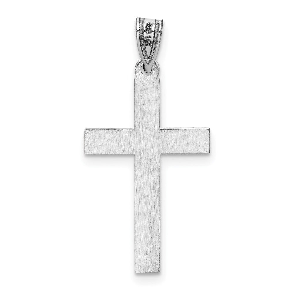 14k White Gold 14 mm White Floral Cross Pendant (0.92 grams)