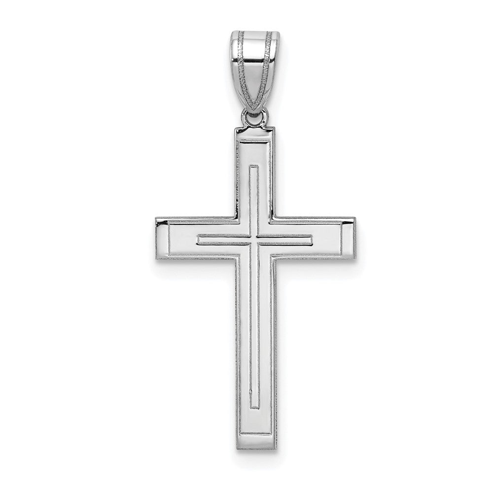 14k White Gold 15 mm Cross Pendant (0.88 grams)