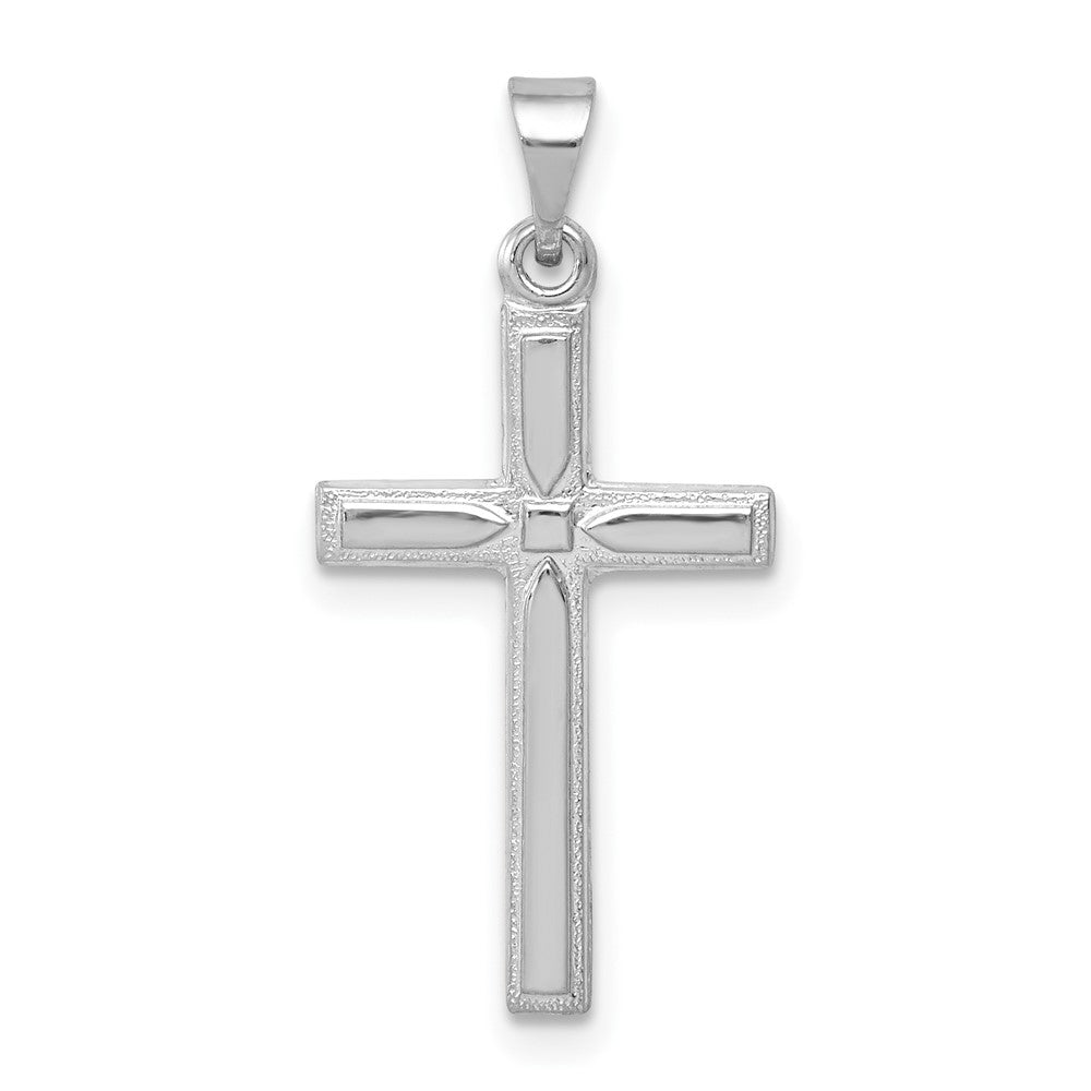 14k White Gold 12 mm Hollow Cross Pendant (0.39 grams)