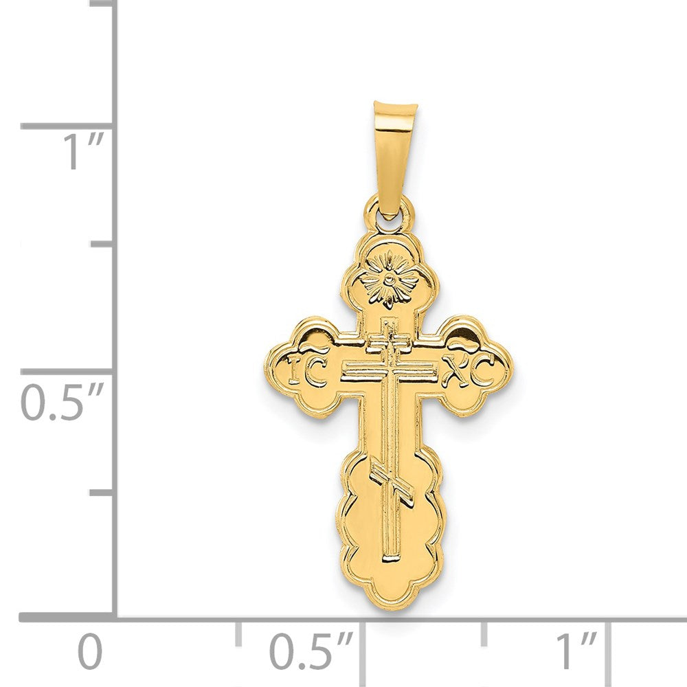 14k Yellow Gold 13 mm Eastern Orthodox Cross Charm (1.12 grams)