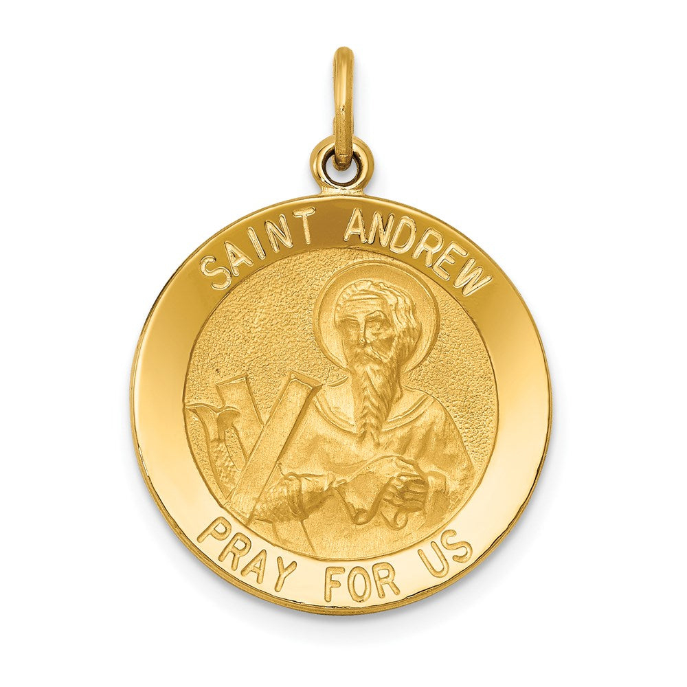 14k Yellow Gold 19.25 mm Saint Andrew Medal Pendant (2.29 grams)