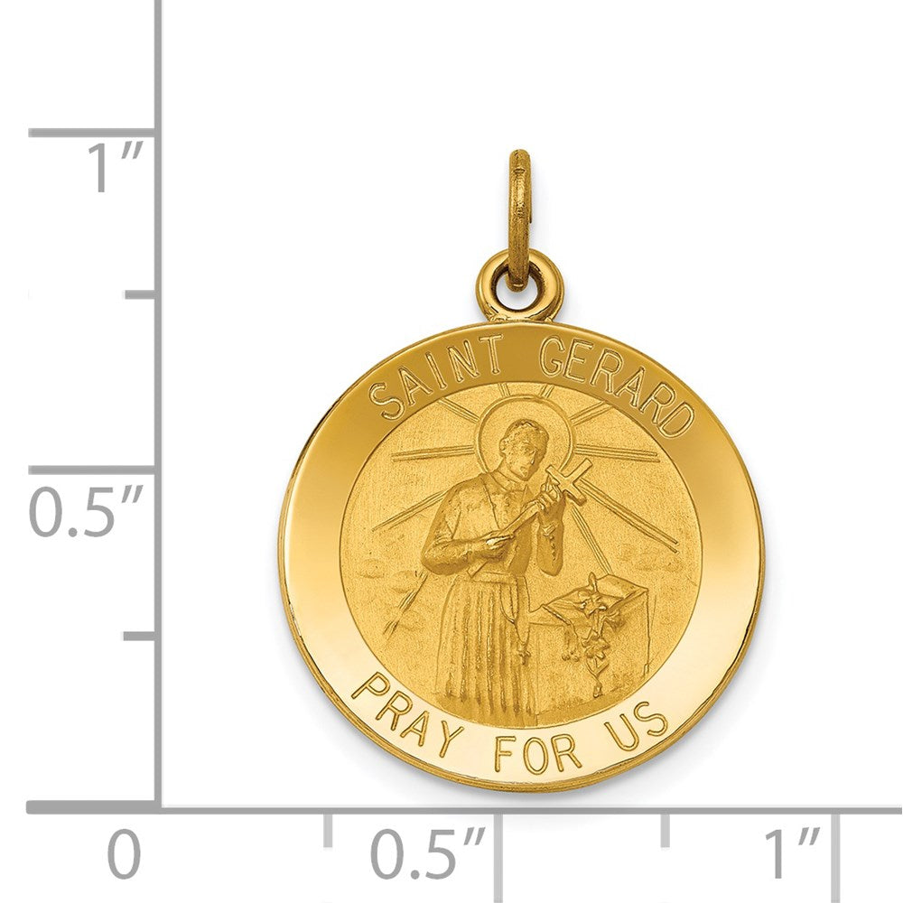 14k Yellow Gold 19 mm Saint Gerard Medal Pendant (2.23 grams)