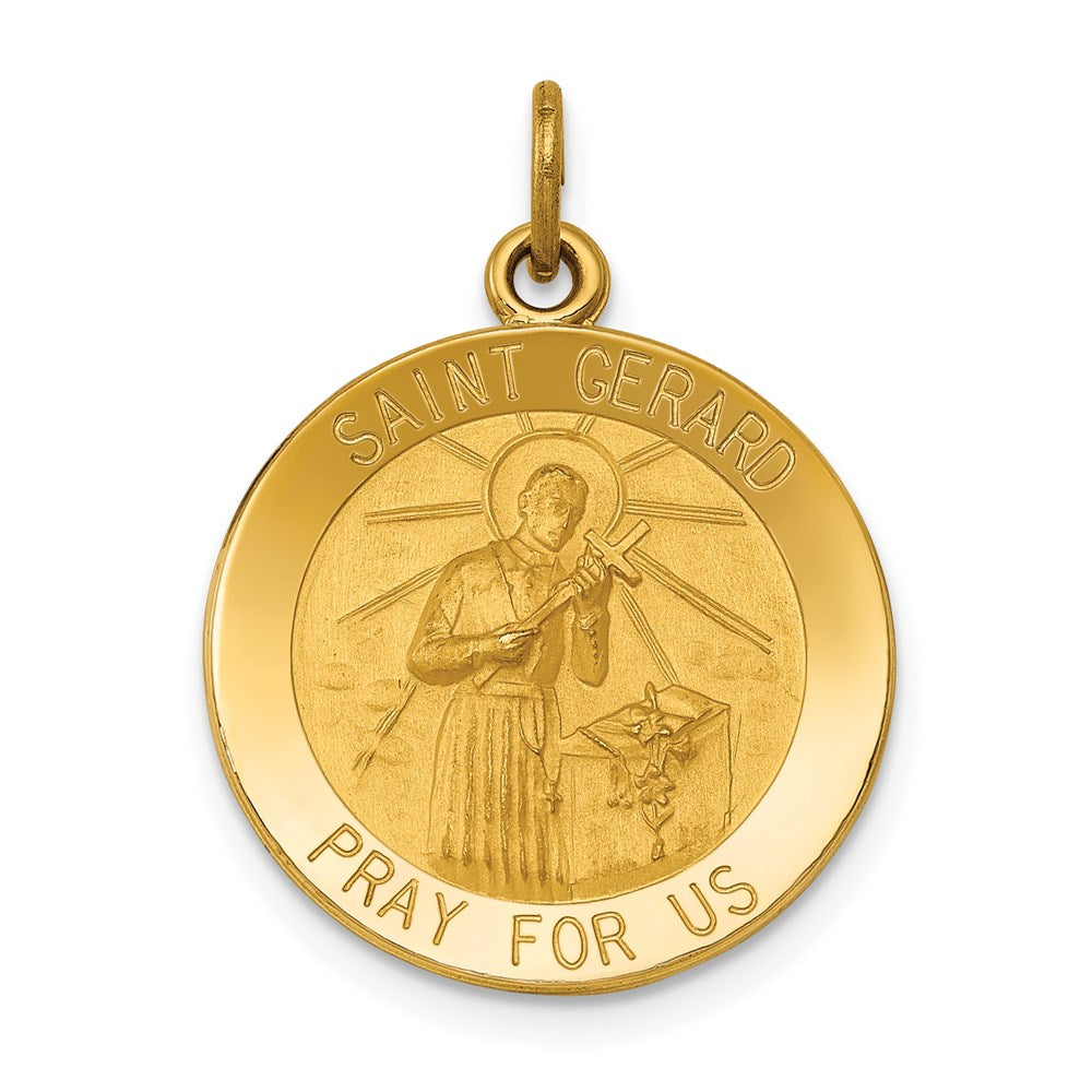 14k Yellow Gold 19 mm Saint Gerard Medal Pendant (2.23 grams)