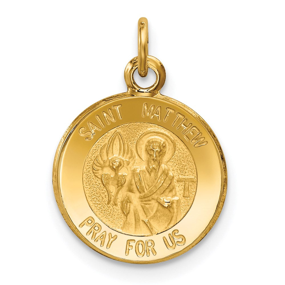 14k Yellow Gold 12 mm Saint Matthew Medal Charm (0.65 grams)