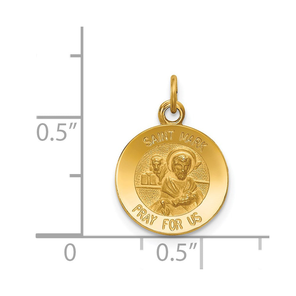 14k Yellow Gold 12.5 mm Saint Mark Medal Charm (0.75 grams)