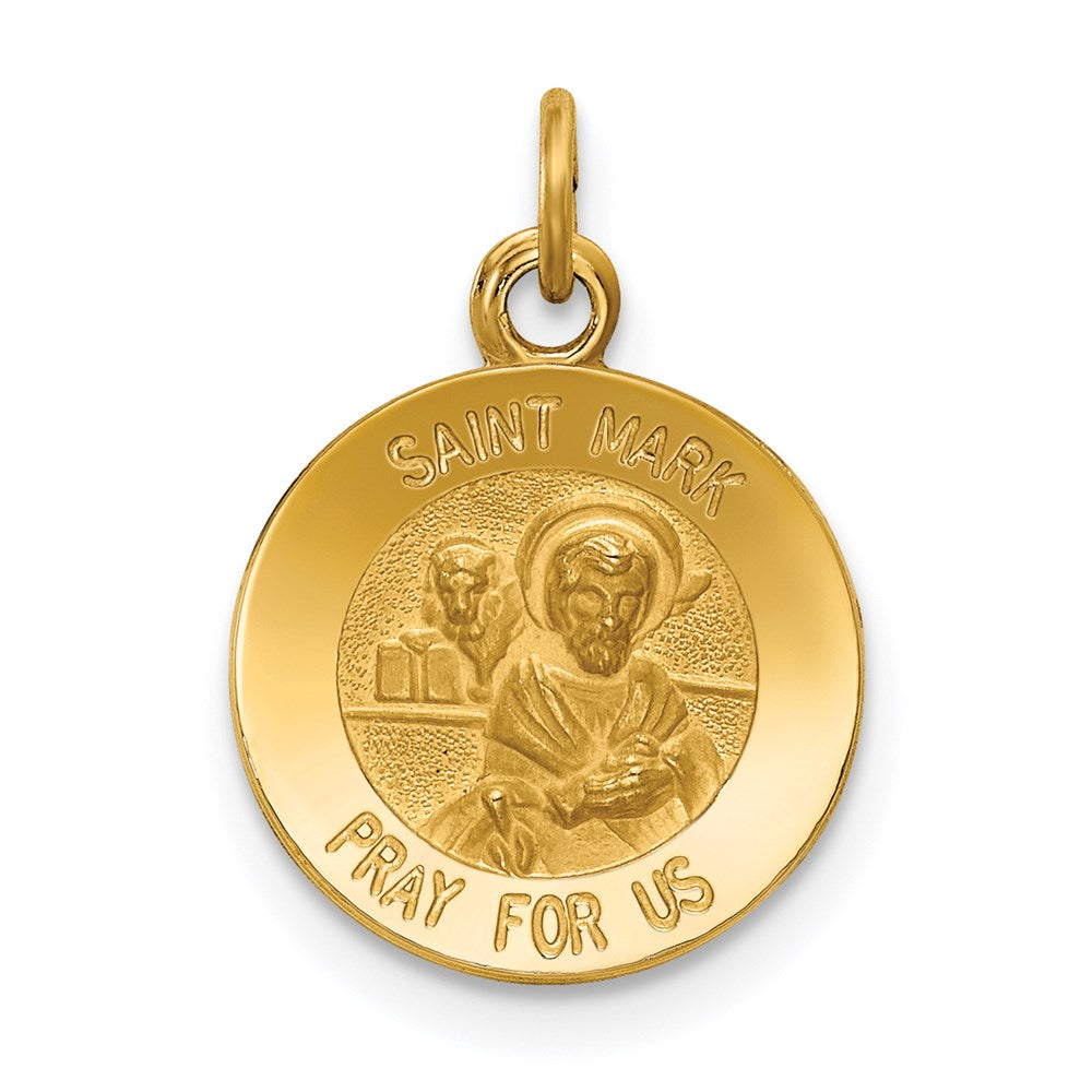 14k Yellow Gold 12.5 mm Saint Mark Medal Charm (0.75 grams)