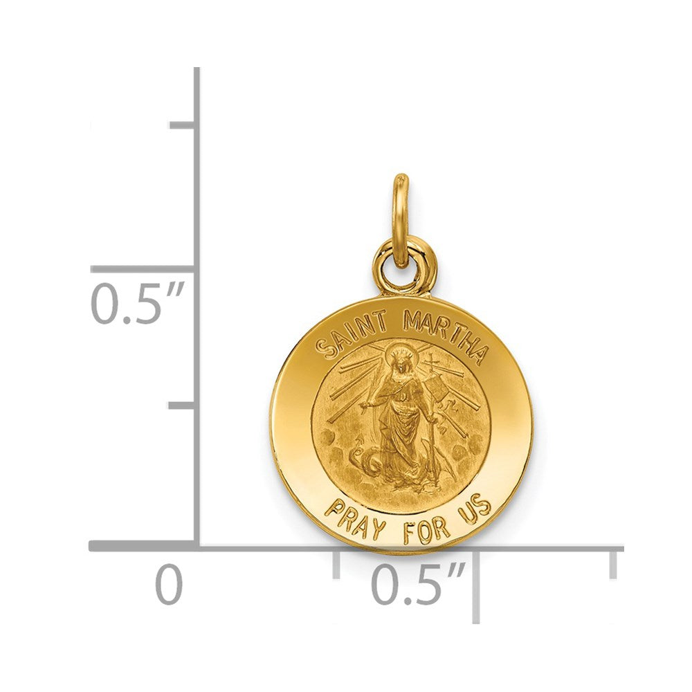 14k Yellow Gold 12 mm Saint Martha Medal Pendant (0.72 grams)