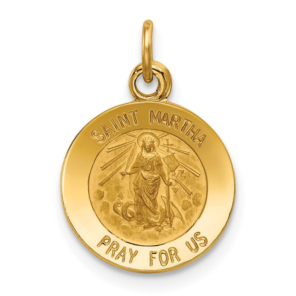 14k Yellow Gold 12 mm Saint Martha Medal Pendant (0.72 grams)