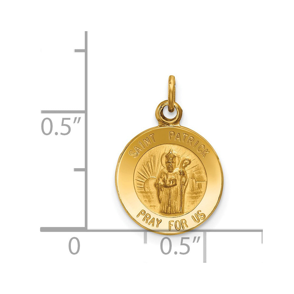 14k Yellow Gold 12 mm Saint Patrick Medal Charm (0.66 grams)