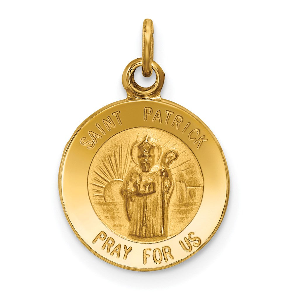 14k Yellow Gold 12 mm Saint Patrick Medal Charm (0.66 grams)