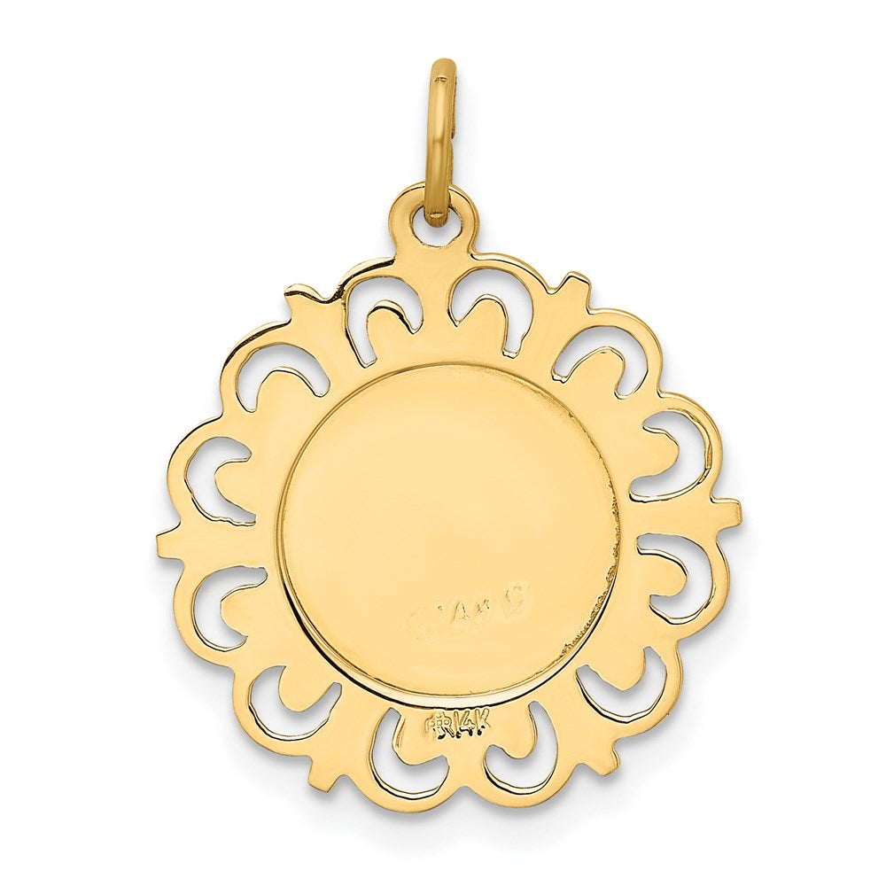 14k Yellow Gold 19 mm Our Lady Of The Assumption Medal Pendant (1.25 grams)