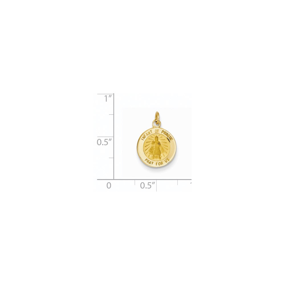 14k Yellow Gold 12.5 mm Infant of Prague Medal Charm (0.75 grams)