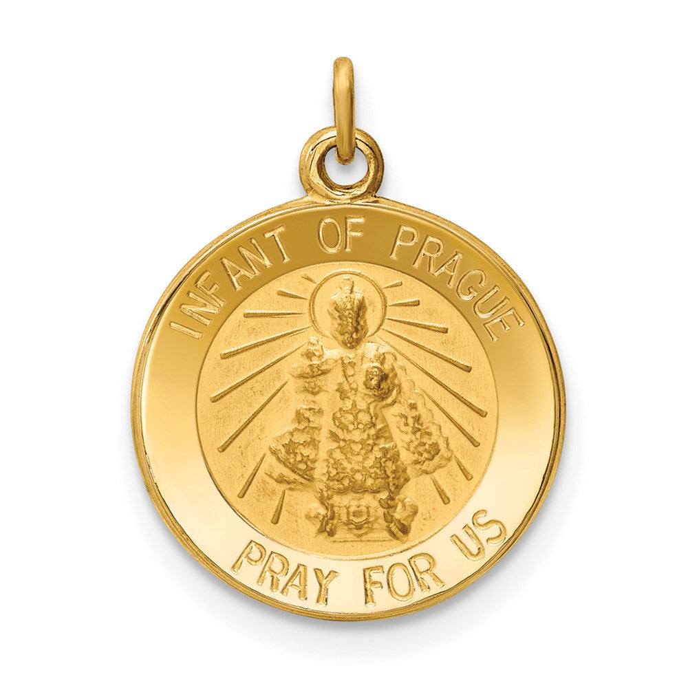 14k Yellow Gold 12.5 mm Infant of Prague Medal Charm (0.75 grams)