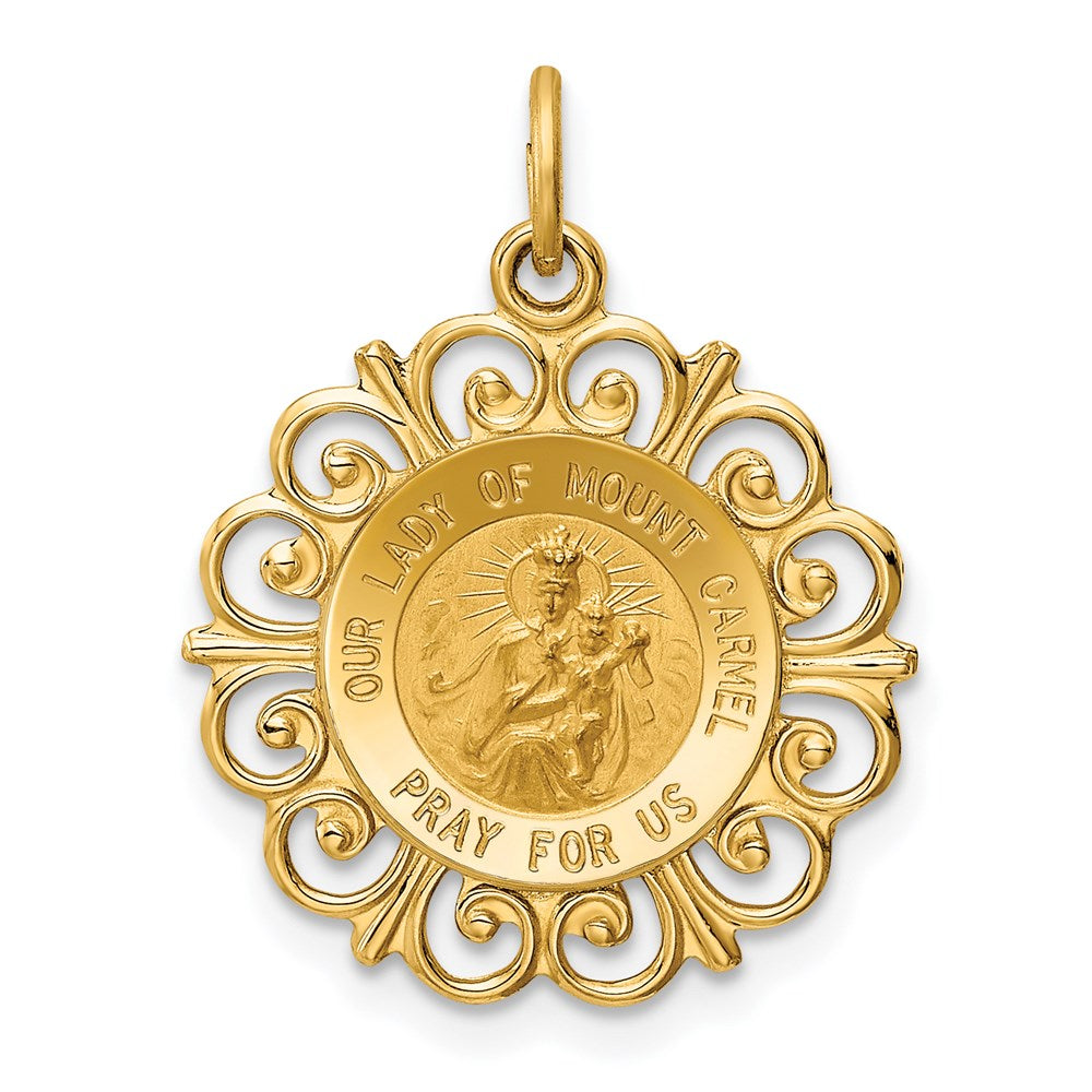 14k Yellow Gold 19 mm Our Lady of Mt. Carmel Medal Charm (1.28 grams)