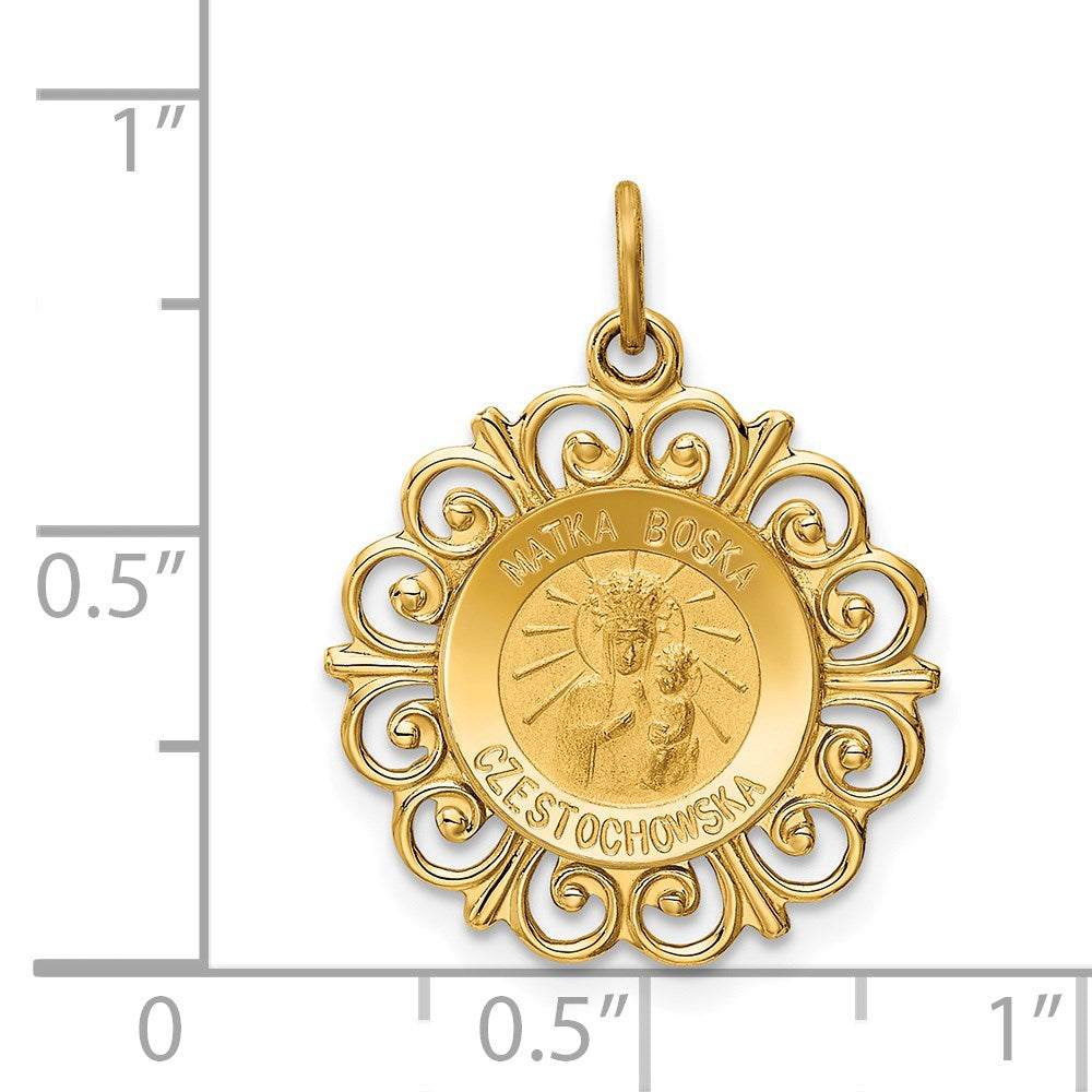 14k Yellow Gold 18.5 mm Matka Boska Medal Charm (1.51 grams)