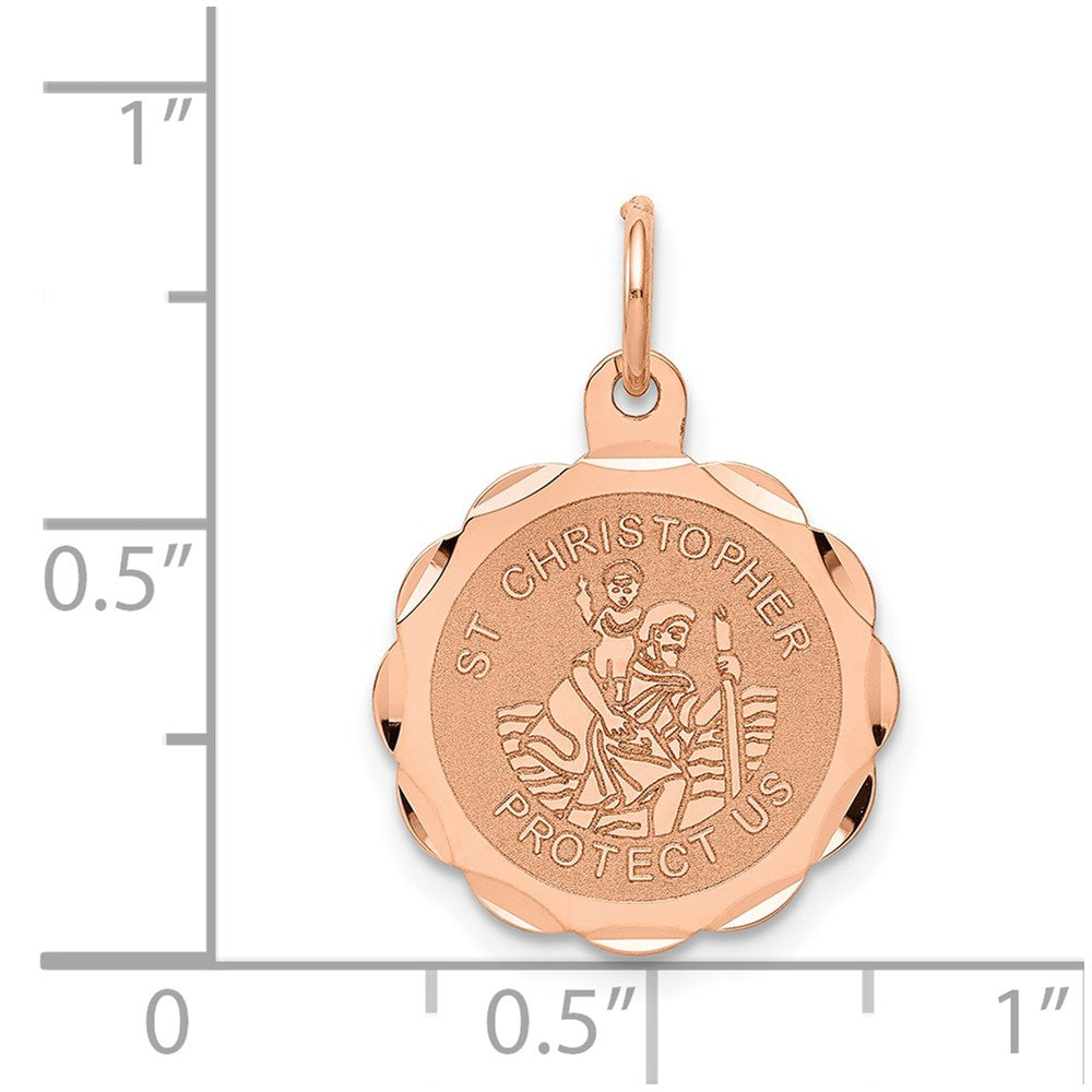 14k Rose Gold 16 mm Saint Christopher Medal Charm (0.76 grams)