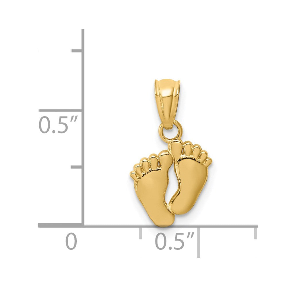 14k Yellow Gold 9 mm Small Feet Pendant (0.32 grams)