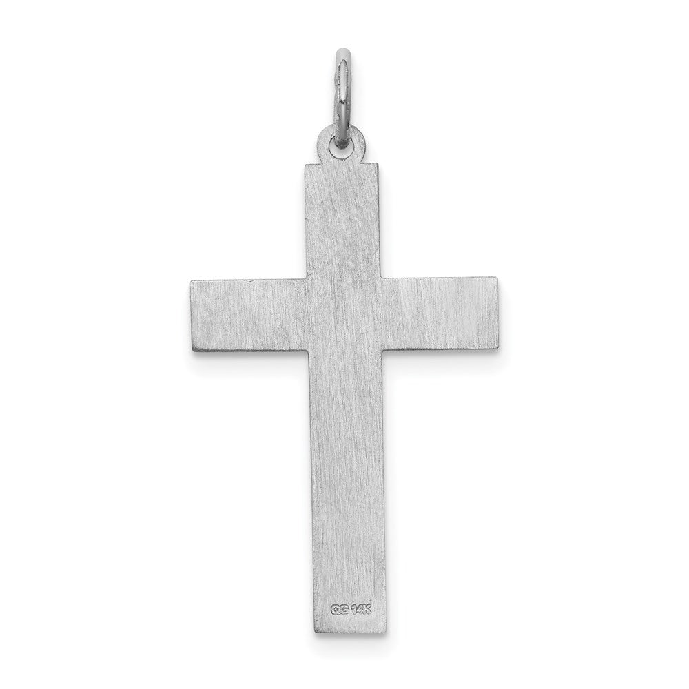 14k White Gold 17 mm  Laser Designed Cross Pendant (1.34 grams)