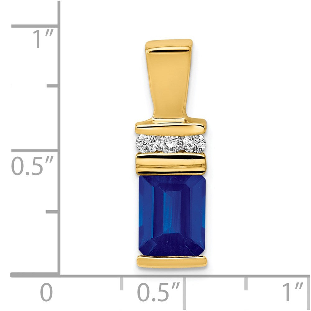 14k 8x6mm Emerald Cut Sapphire VS Diamond Slide (2.15 grams)