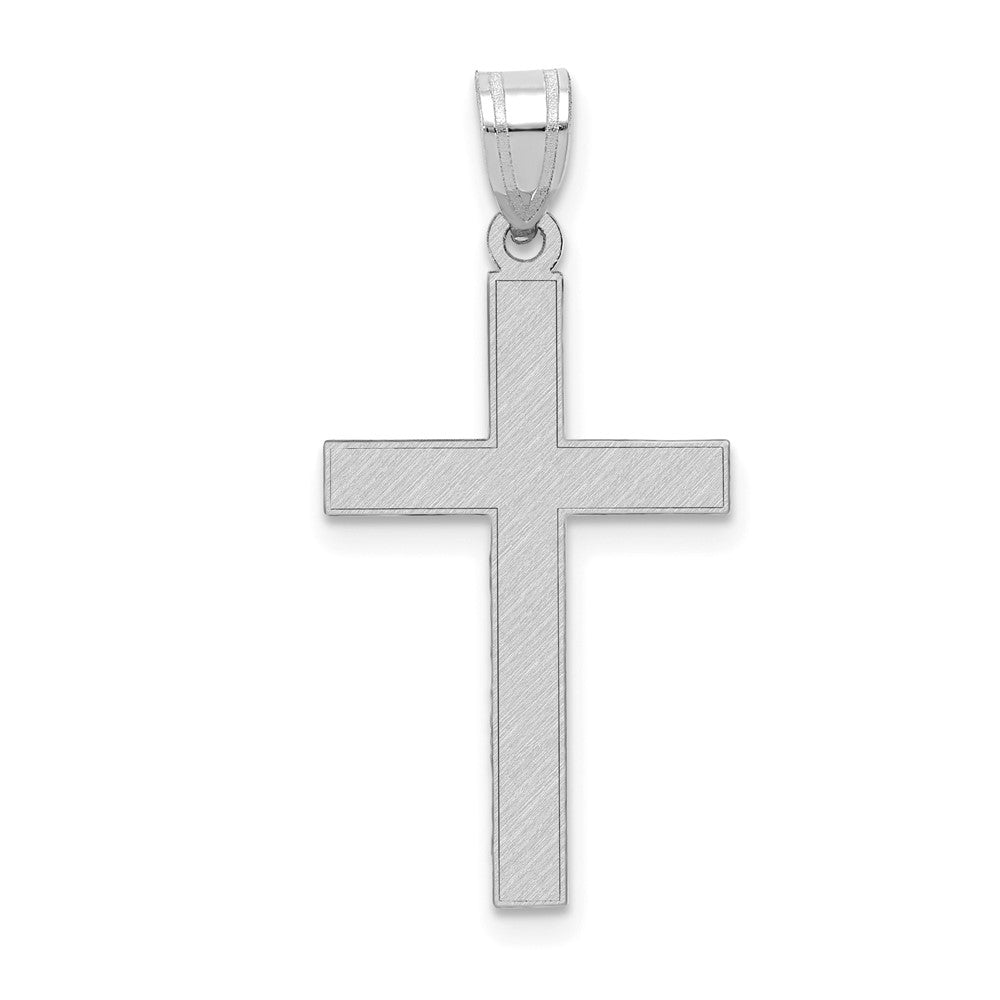 14k White Gold 15 mm Florentine Satin Latin Cross Pendant (0.87 grams)