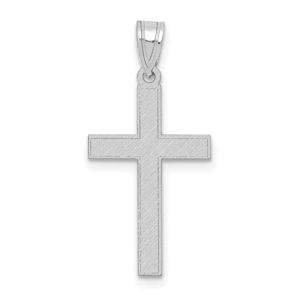 14k White Gold 12 mm Florentine Satin Latin Cross Pendant (0.59 grams)
