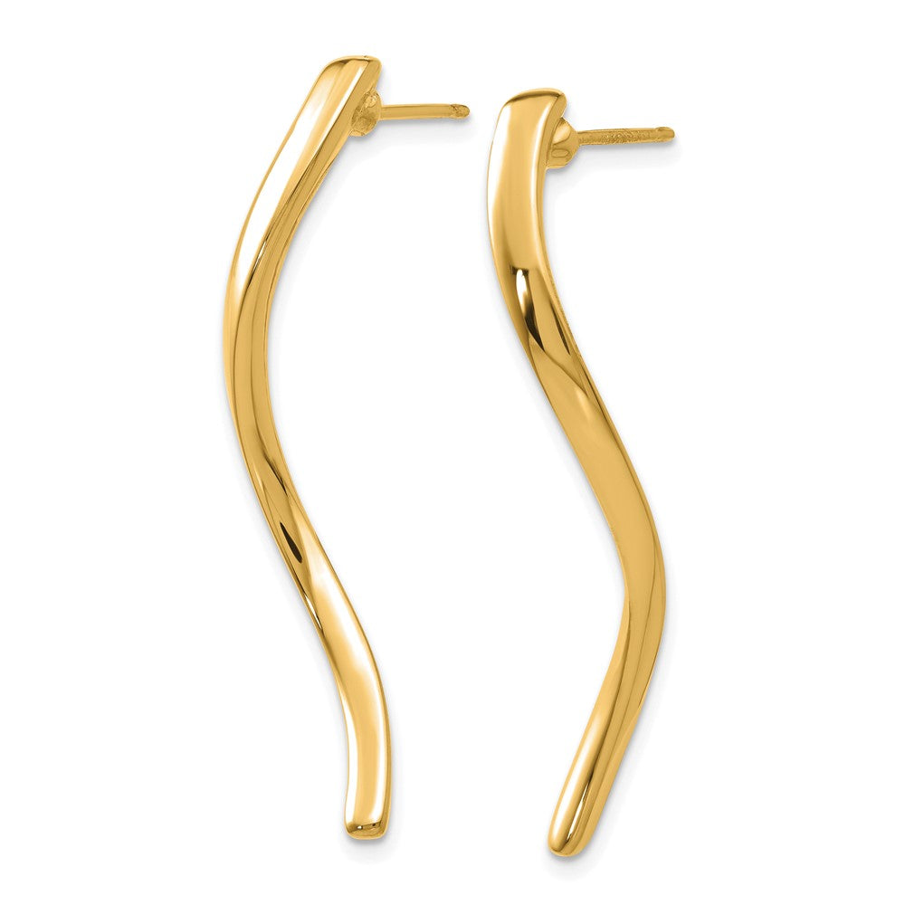 14k Yellow Gold 3 mm Long Curled Post Earrings (1.34 grams)