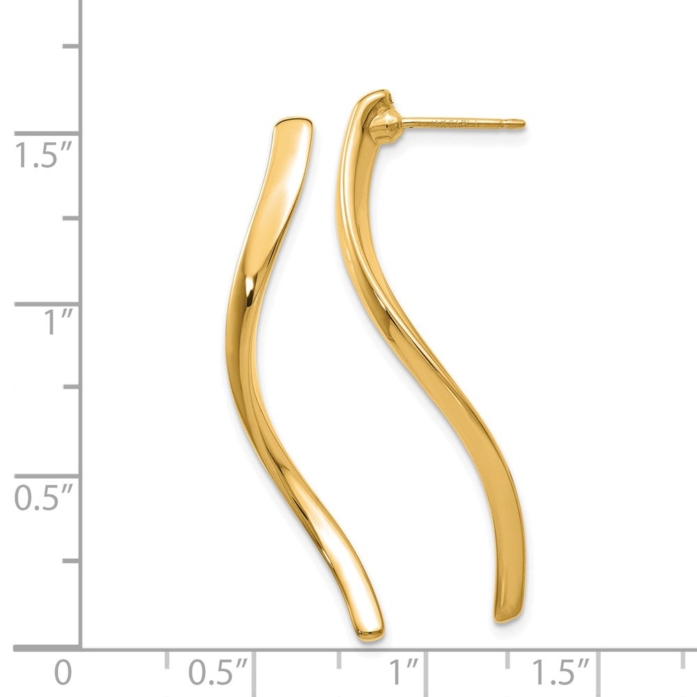 14k Yellow Gold 3 mm Long Curled Post Earrings (1.34 grams)