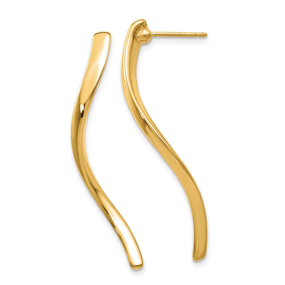 14k Yellow Gold 3 mm Long Curled Post Earrings (1.34 grams)