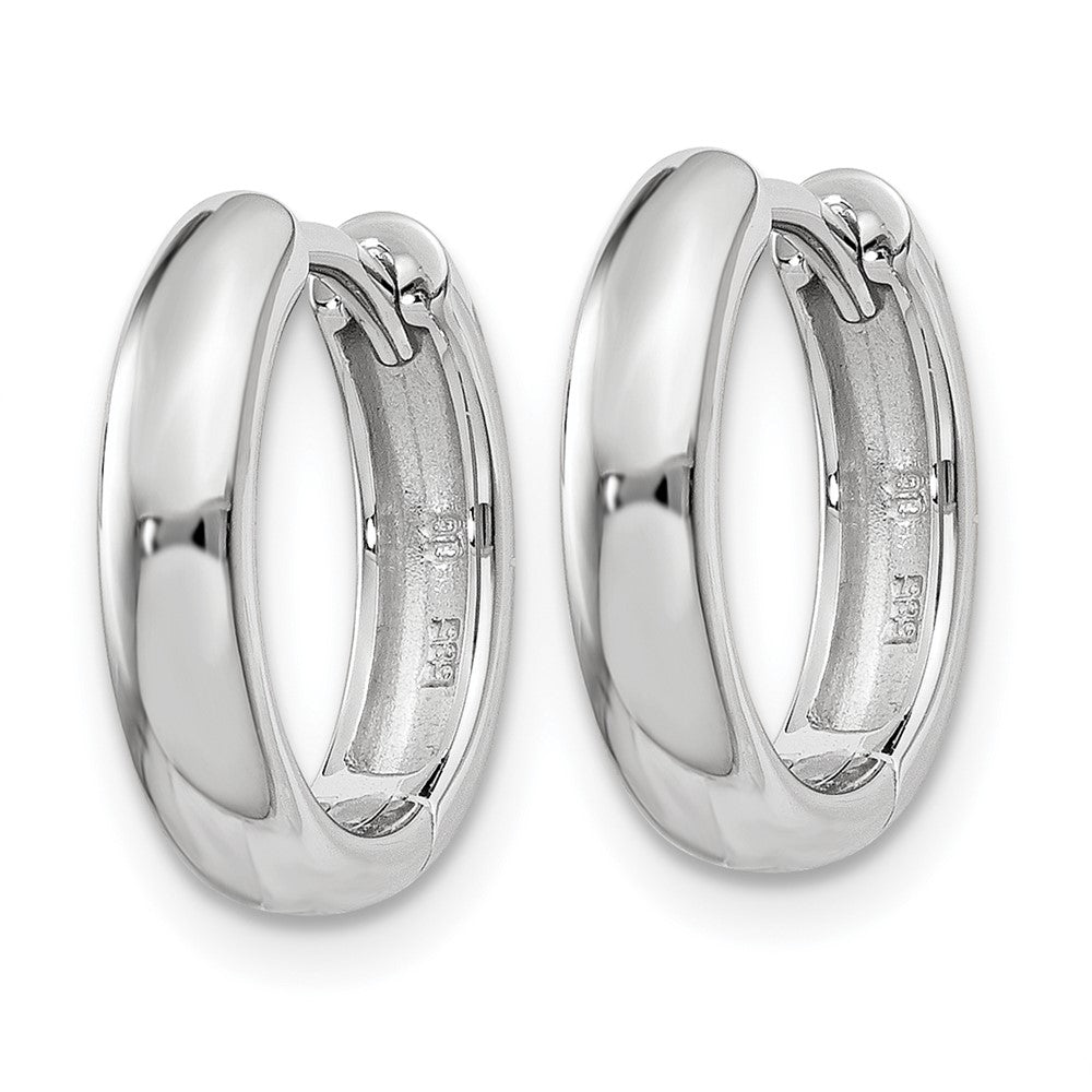 14k White Gold 3 mm Round Hinged Hoop Earrings (2.04 grams)