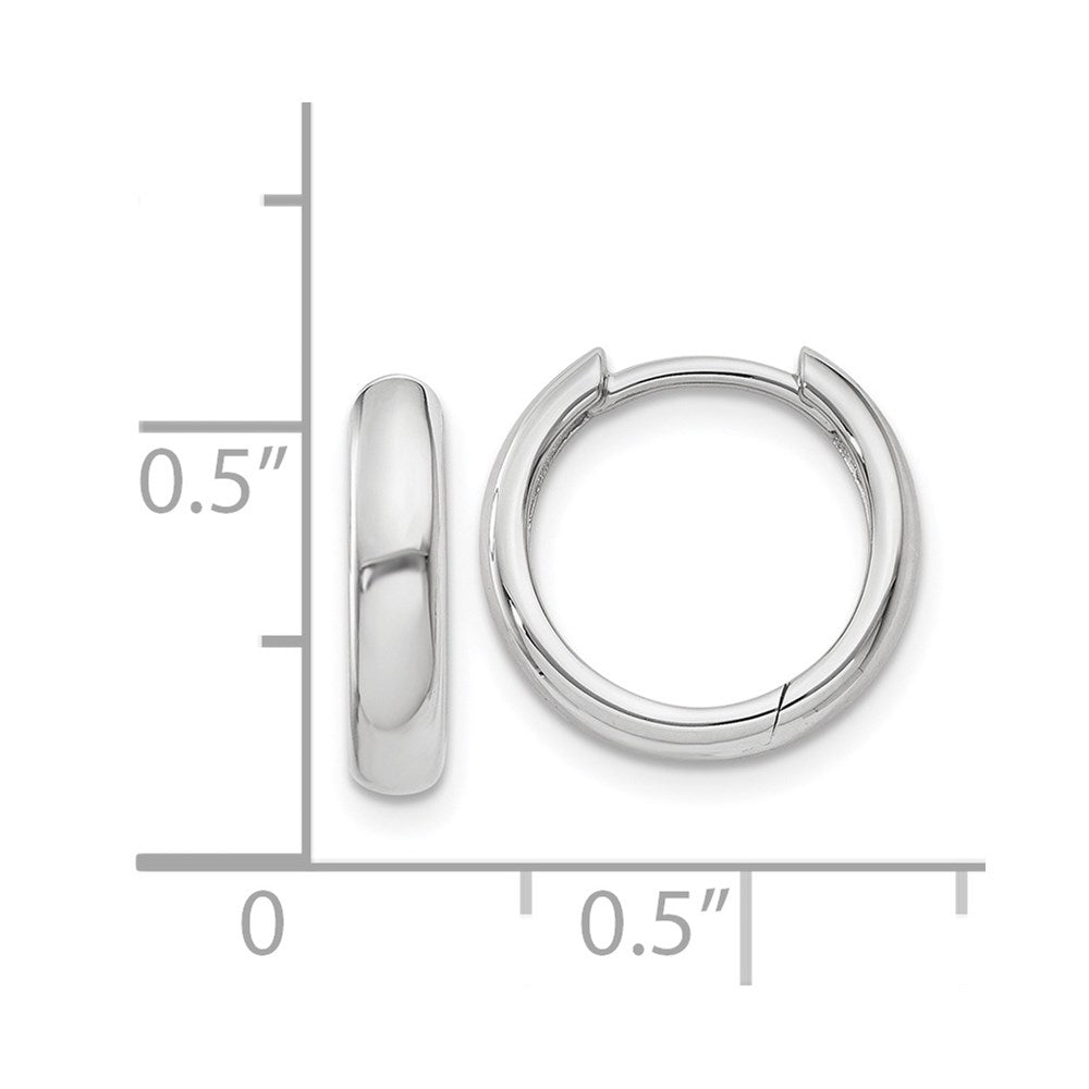 14k White Gold 3 mm Round Hinged Hoop Earrings (2.04 grams)