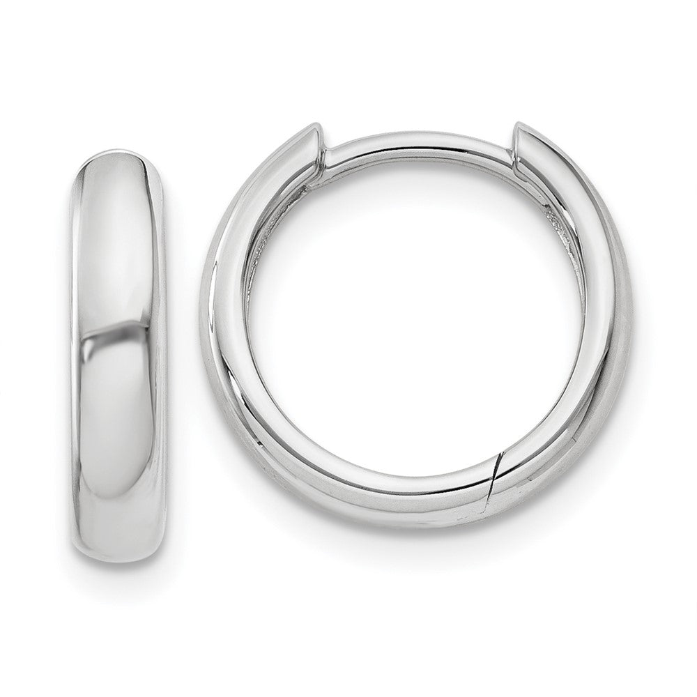 14k White Gold 3 mm Round Hinged Hoop Earrings (2.04 grams)