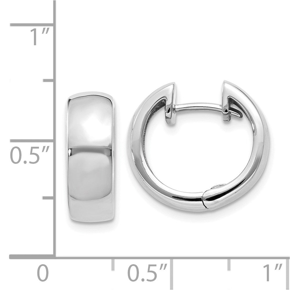 14k White Gold 5.5 mm Round Hinged Hoop Earrings (5.61 grams)