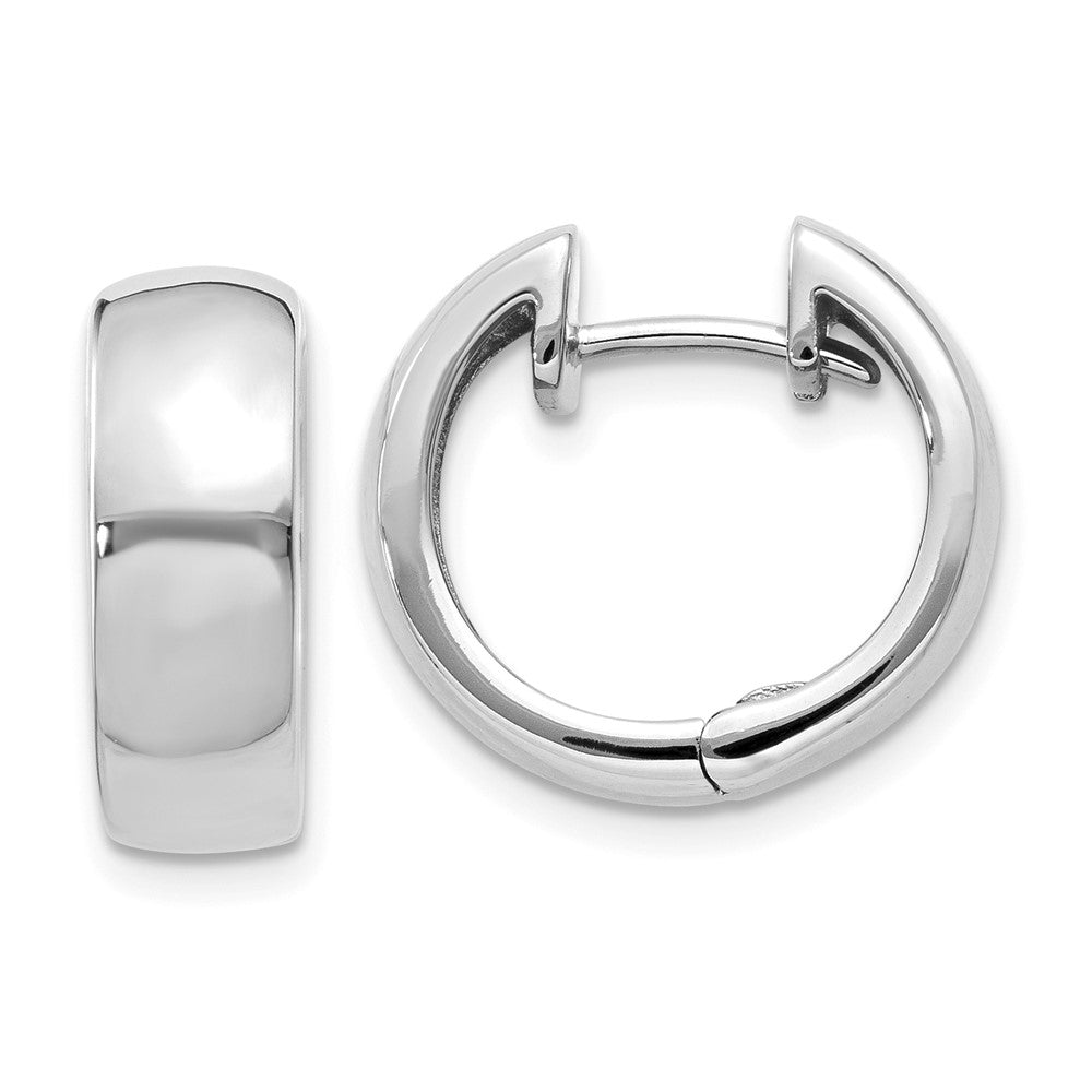 14k White Gold 5.5 mm Round Hinged Hoop Earrings (5.61 grams)