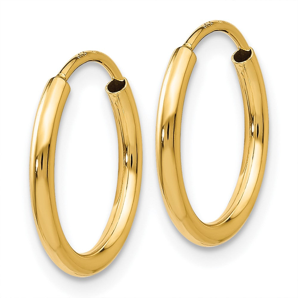 14k Yellow Gold 15 mm Polished Round Endless Hoop Earrings (0.48 grams)