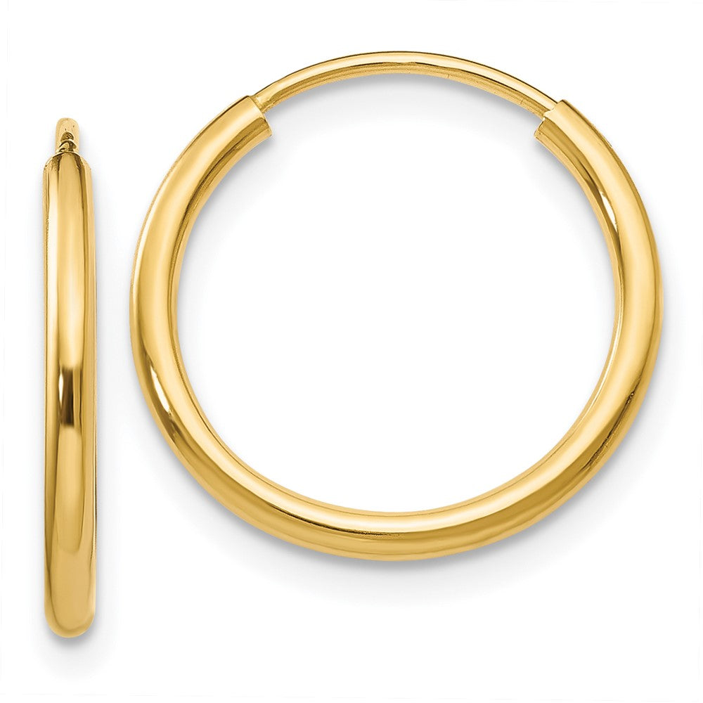 14k Yellow Gold 16 mm Polished Round Endless Hoop Earrings (0.55 grams)