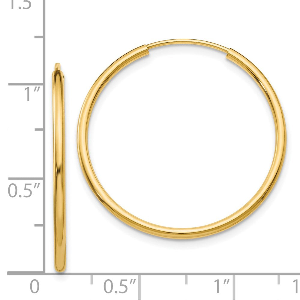 14k Yellow Gold 26 mm Polished Round Endless Hoop Earrings (1.12 grams)