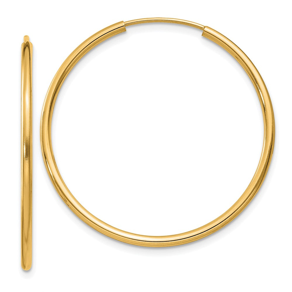 14k Yellow Gold 30 mm Polished Round Endless Hoop Earrings (1.3 grams)