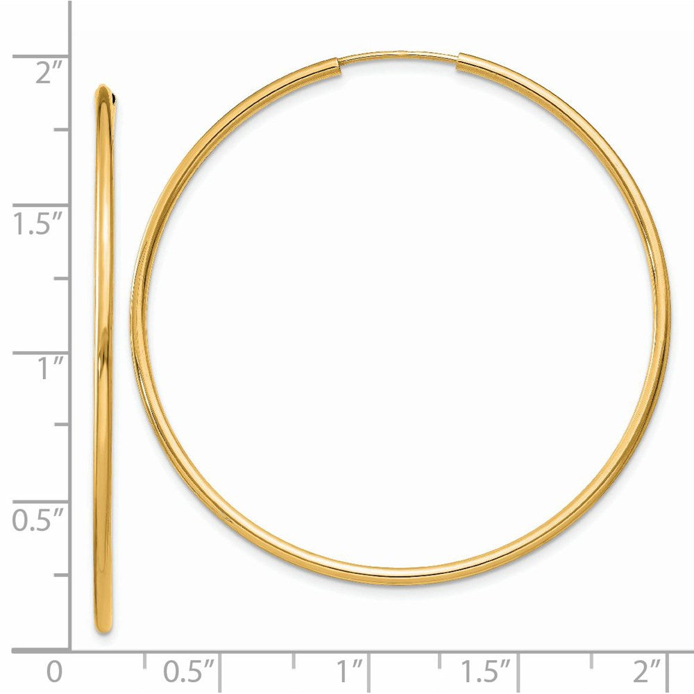 14k Yellow Gold 45.5 mm Polished Round Endless Hoop Earrings (1.9 grams)