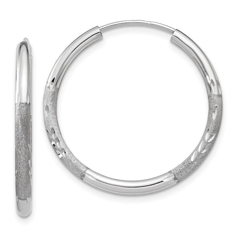 14k White Gold 21 mm Diamond-cut Endless Hoop Earrings (1.14 grams)