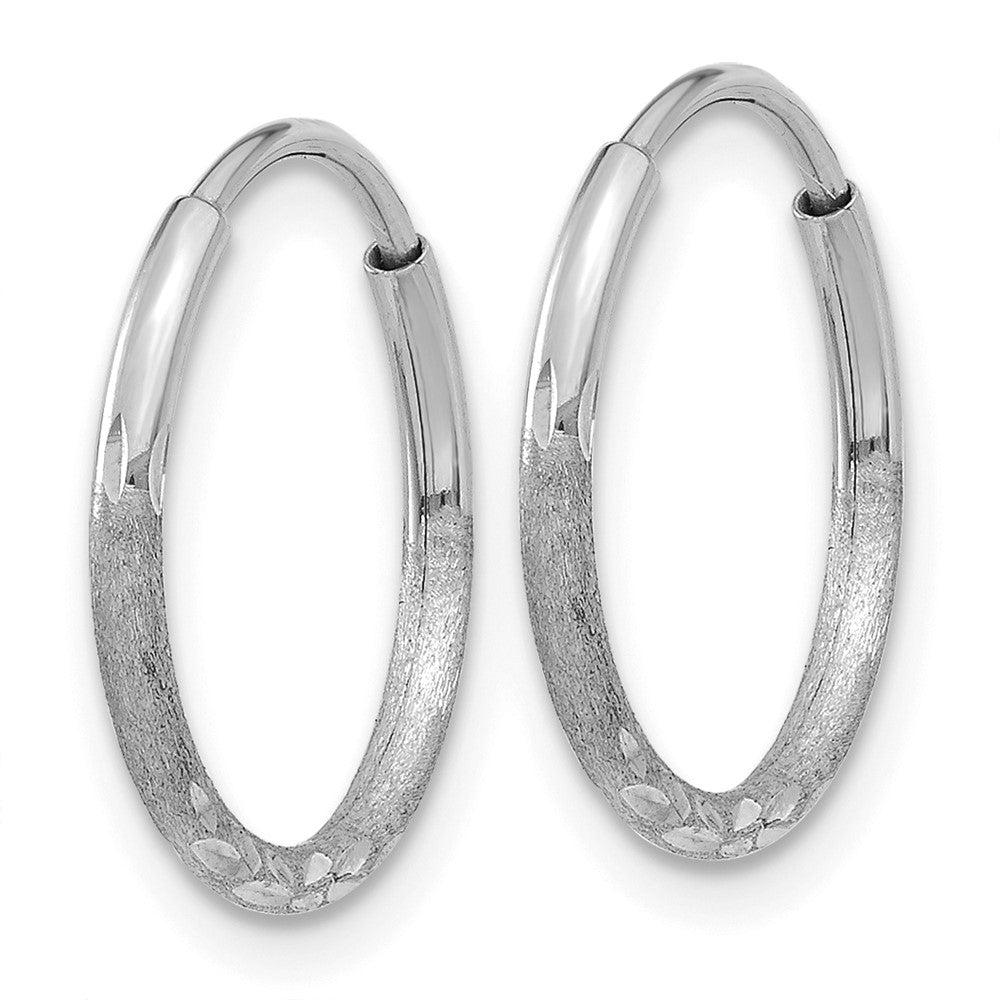 14k White Gold 12 mm Diamond-cut Endless Hoop Earring (0.27 grams)