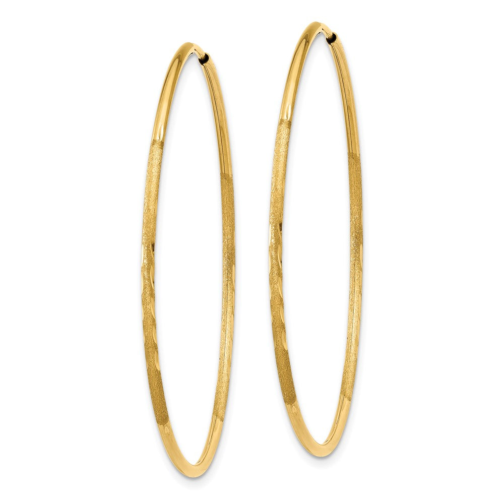 14k Yellow Gold 41 mm Diamond-cut Endless Hoop Earring (1.05 grams)